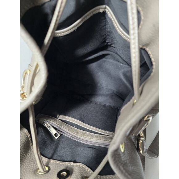 Vintage Liz Claiborne Pebble leather Drawstring Bucket Shoulder Bag Made Italy - Picture 13 of 15